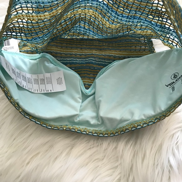 VOLCOM Wildly Bare High Neck Mesh Crop Bikini Top - Picture 8 of 8
